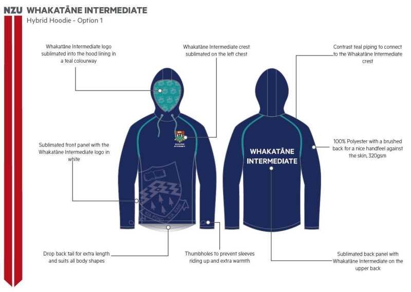 Whakatane Intermediate Hoodie Navy/Jade