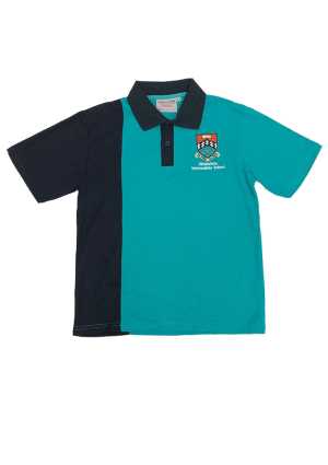 Whakatane Intermediate S/S Polo Shirt Navy/Jade Kids